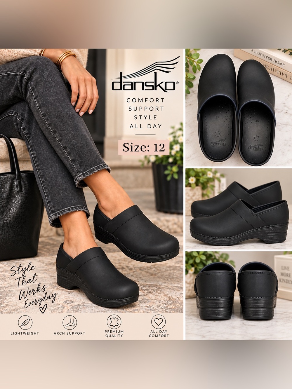 Dansko Black Professional Clogs – Size: 12 (EU45) 
Black Oiled.
New/Un-used!